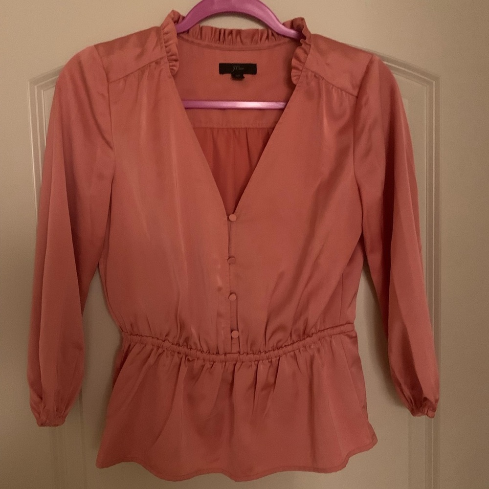 J.Crew Shirt in Coral 00 & Cashmere Tee in Blur XXS